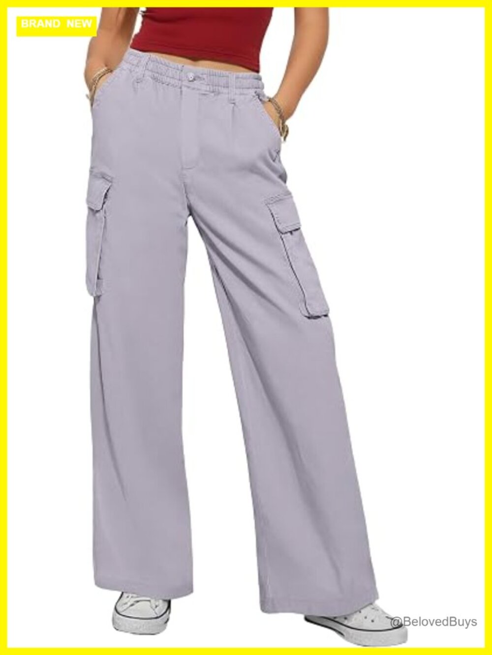 Wide Leg Scrub Cargo Pants High Waisted Lightweight Casual Relaxed Fit Y2K